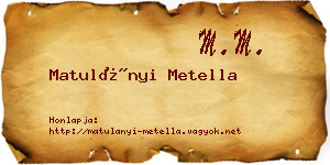 Matulányi Metella névjegykártya